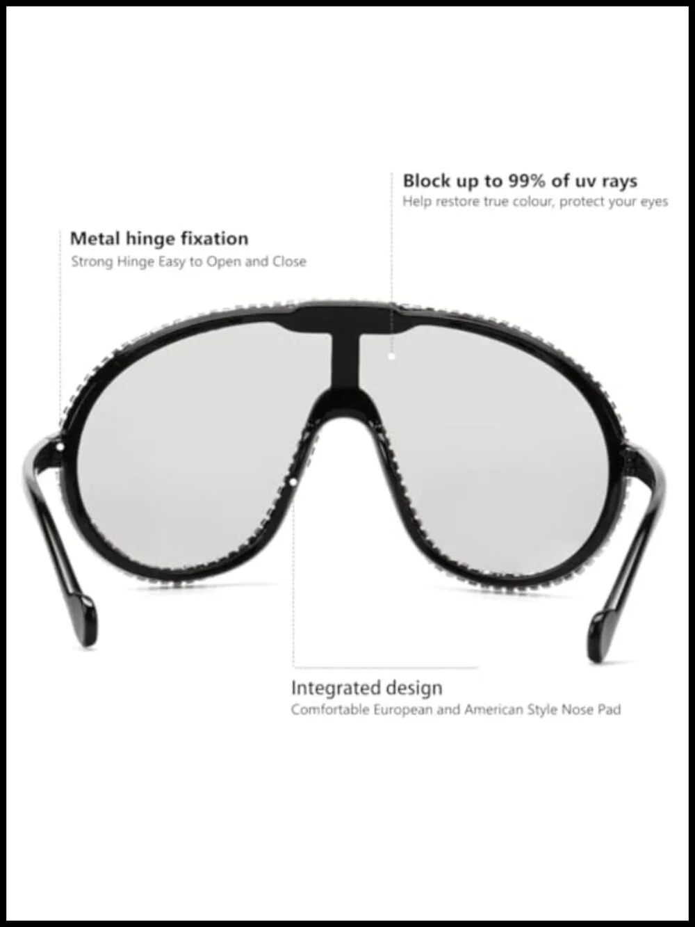 Oversized Shield Aviator Sunglasses UV400 Protection Goggles